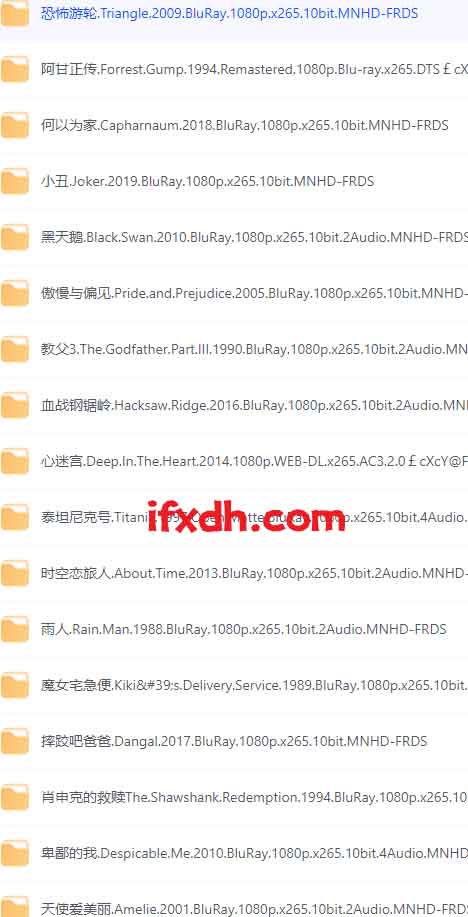 豆瓣TOP250高分电影合集 1080P蓝光 国英多音轨